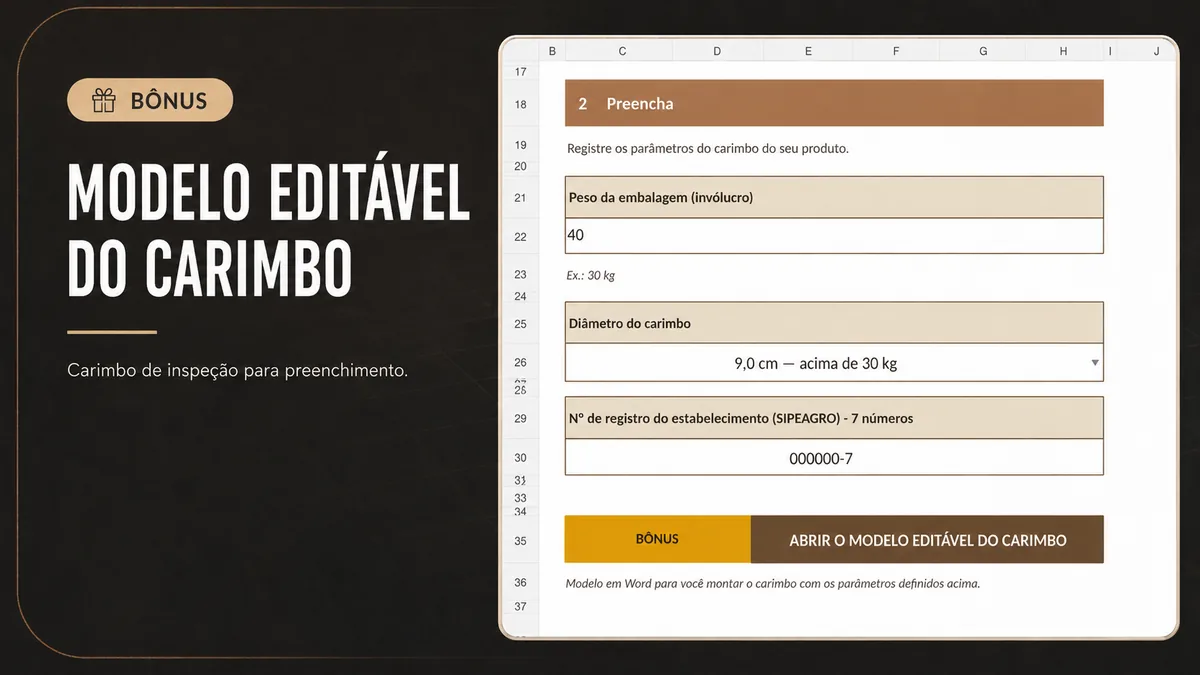 Bônus: modelo editável do carimbo de inspeção