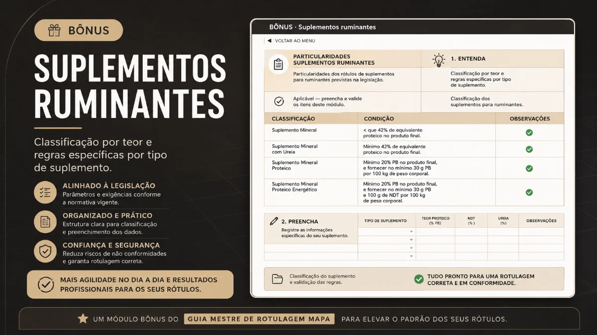 Bônus: particularidades de suplementos para ruminantes